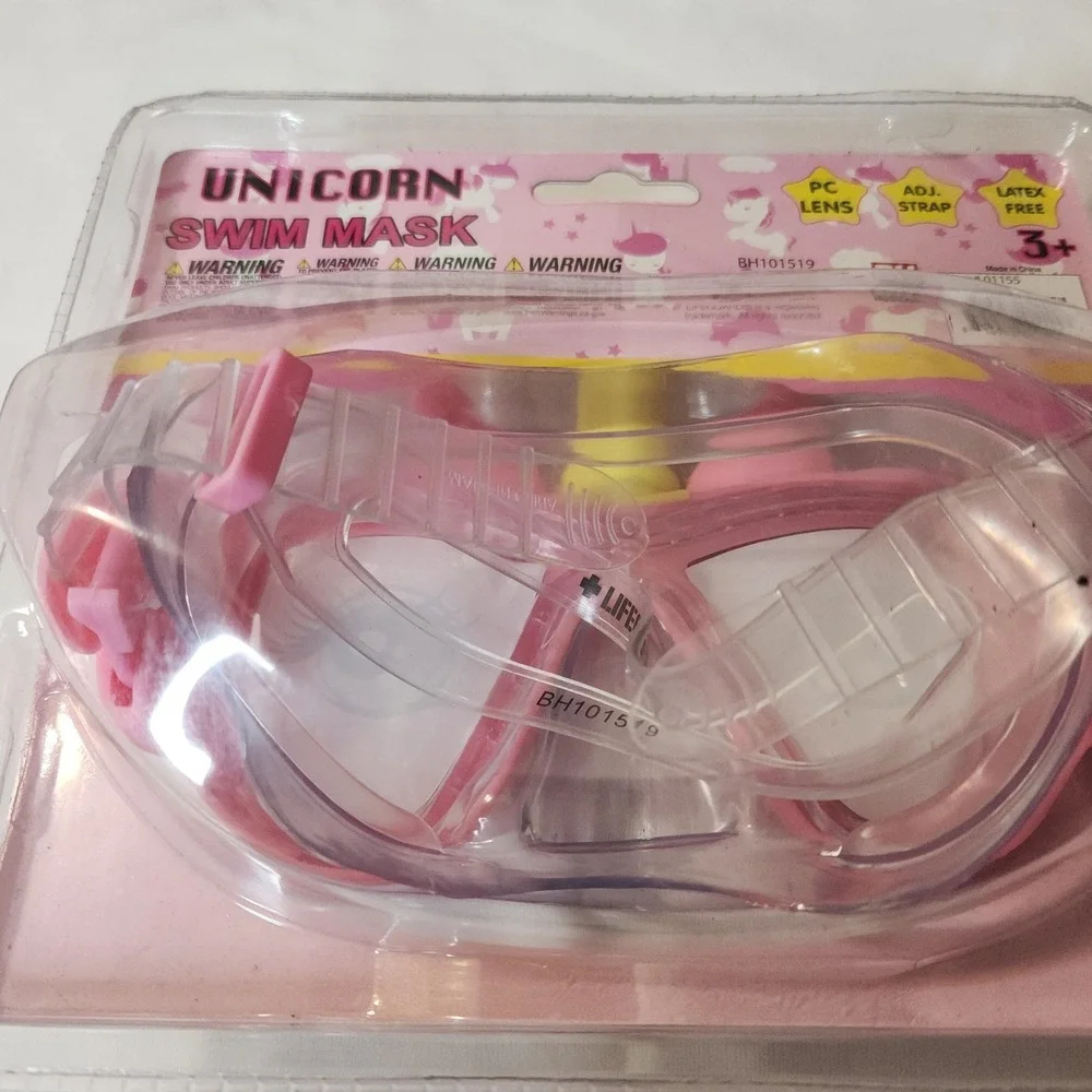 Swim Mask Unicorn Kids Adjustable Latex Free PC Lens 3yr +